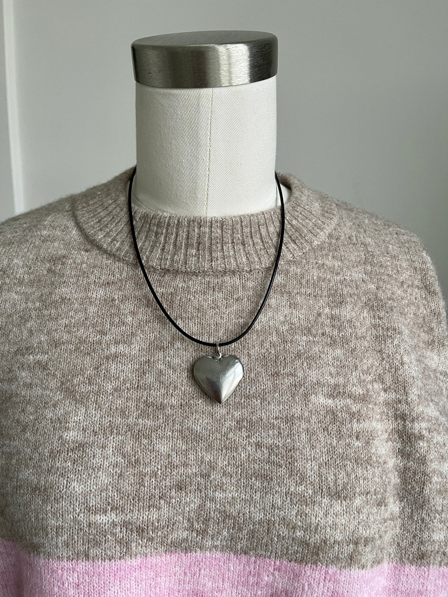 Silver heart locket necklace