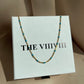 Turquoise enamel chain gold 
necklace