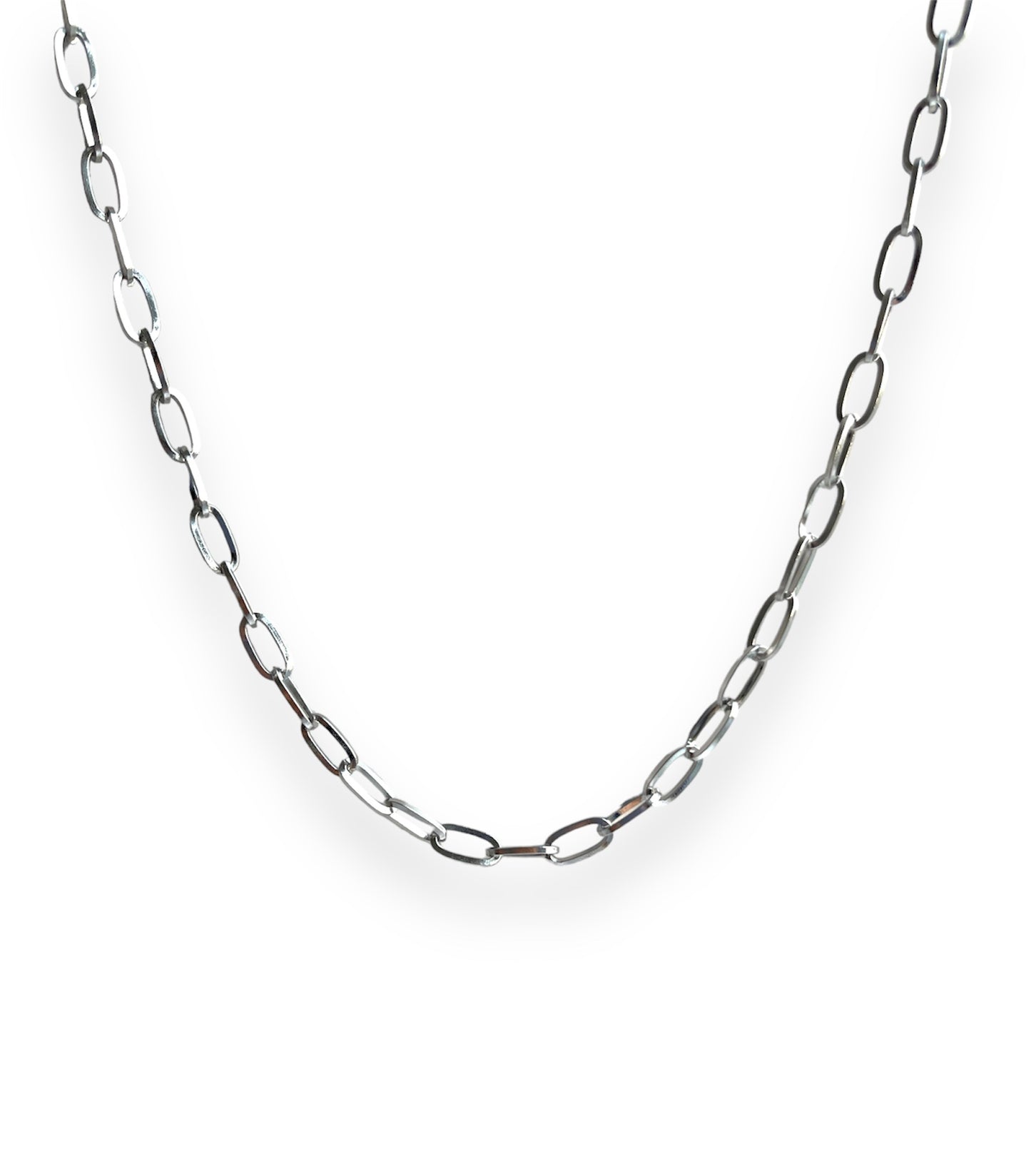 5mm paperclip silver chain necklace