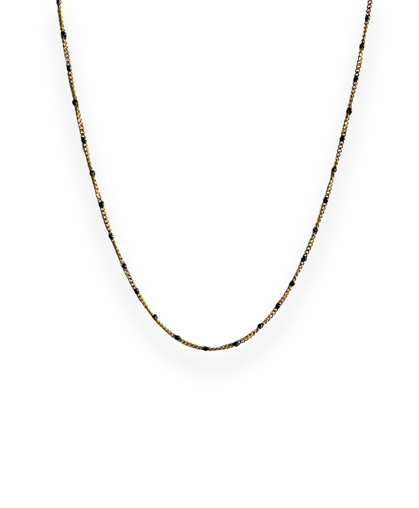 Black enamel chain gold 
necklace