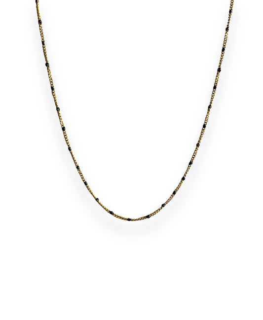 Black enamel chain gold 
necklace