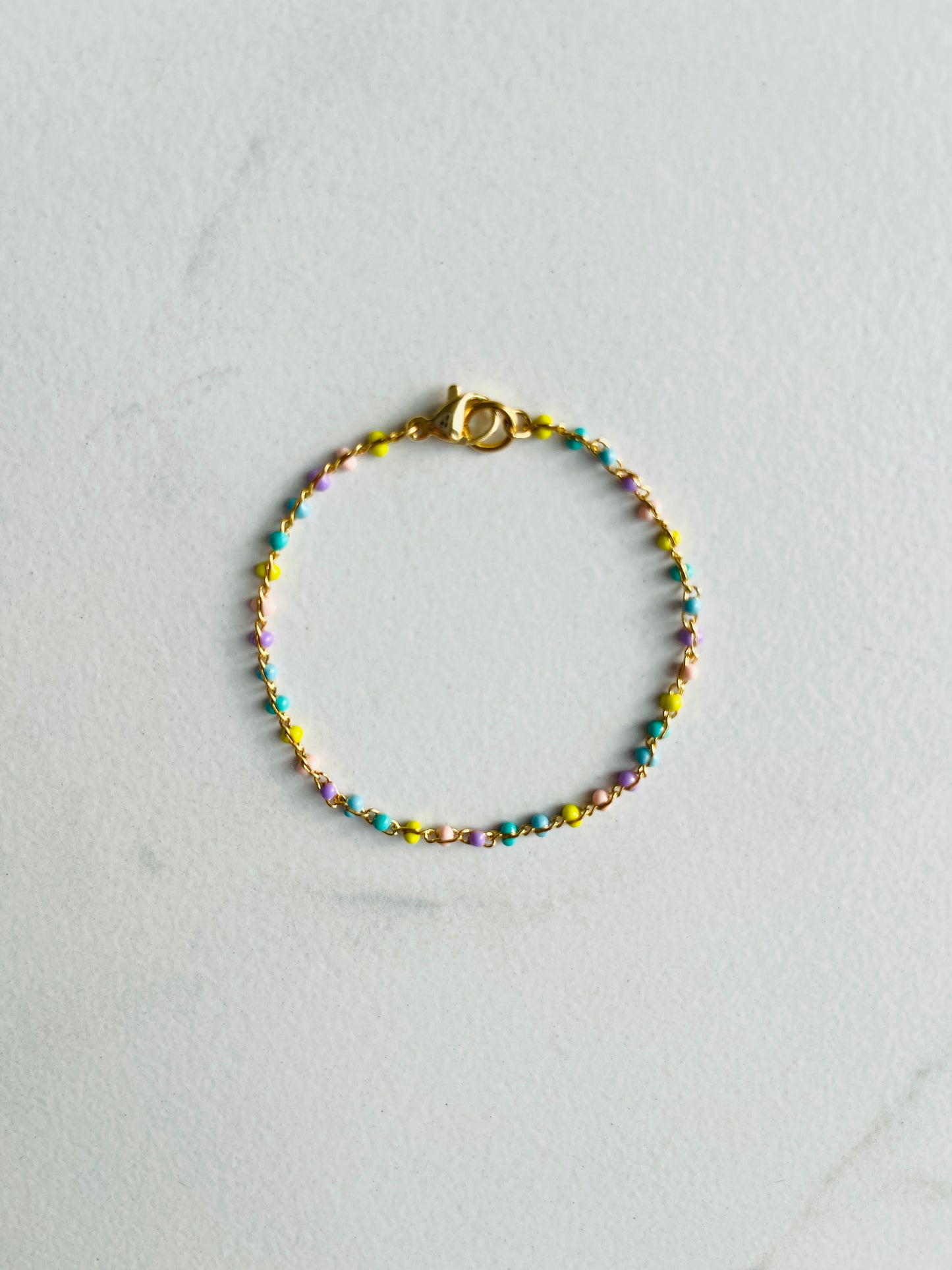 Pastel enamel chain gold bracelet