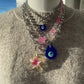 Pink starfish & gummy bear chunky chain silver necklace