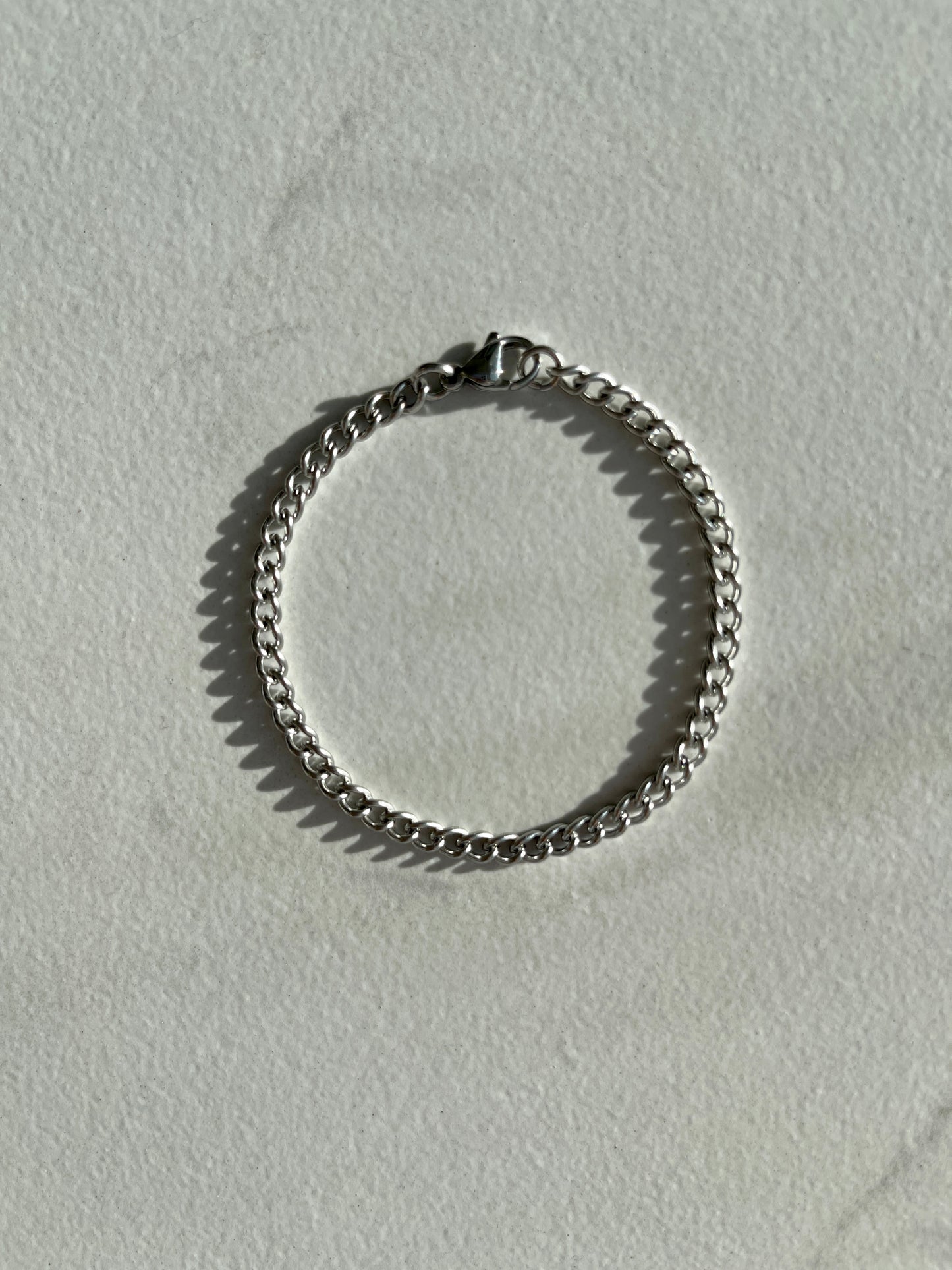 3.5mm curb chain silver bracelet