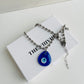 Tear Drop Blue Evil Eye with Ball Chain Necklace