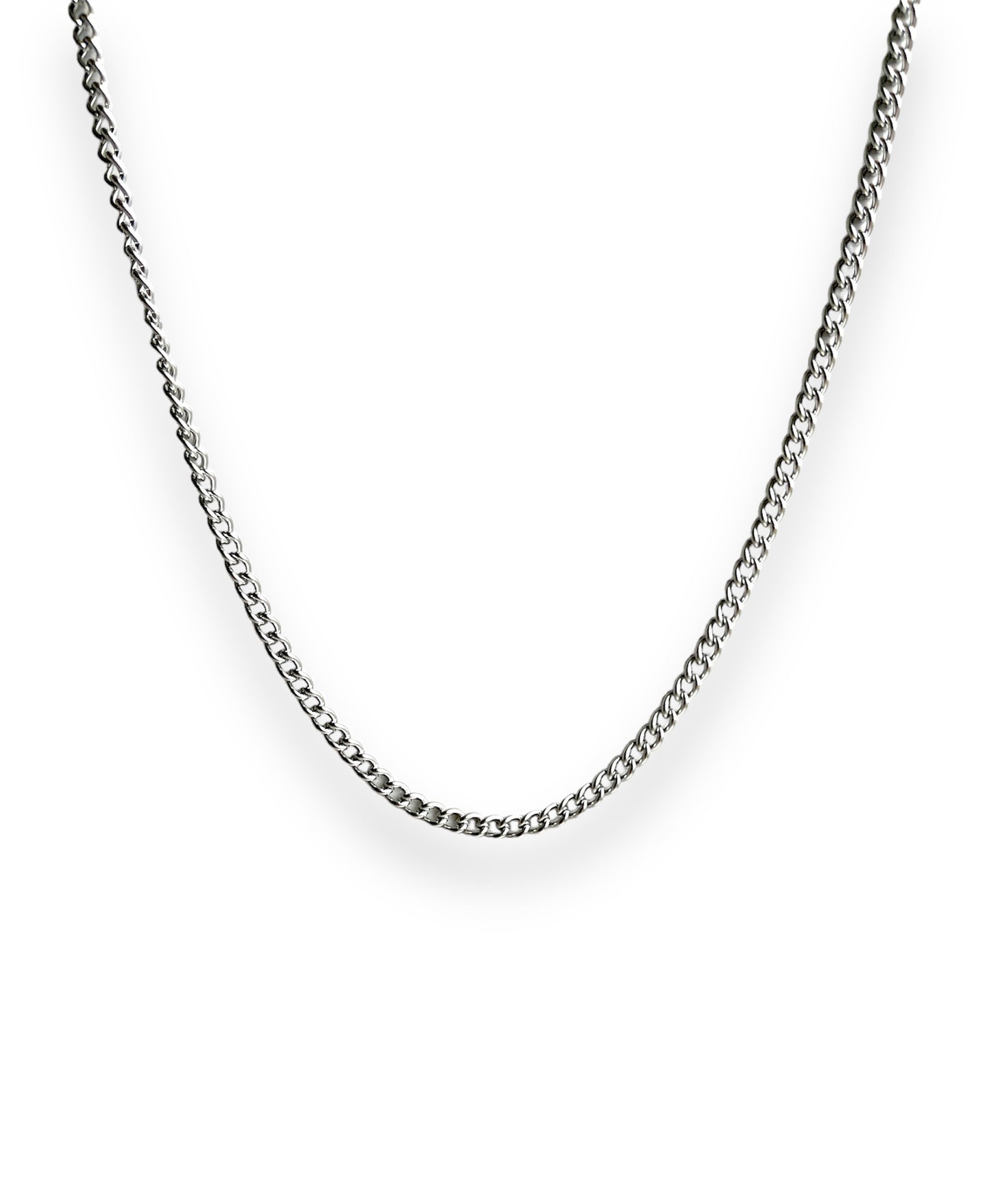 3.5mm curb chain silver necklace