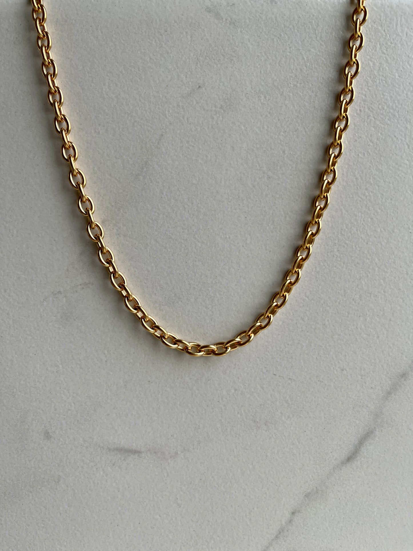 6mm cable linked chain gold necklace