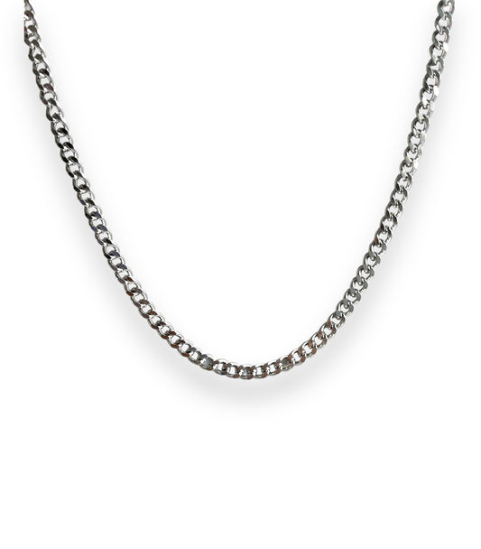 5mm Cuban link chain silver necklace