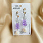 Purple Bear  & Pearl Clip on Silver Hoop Earrings