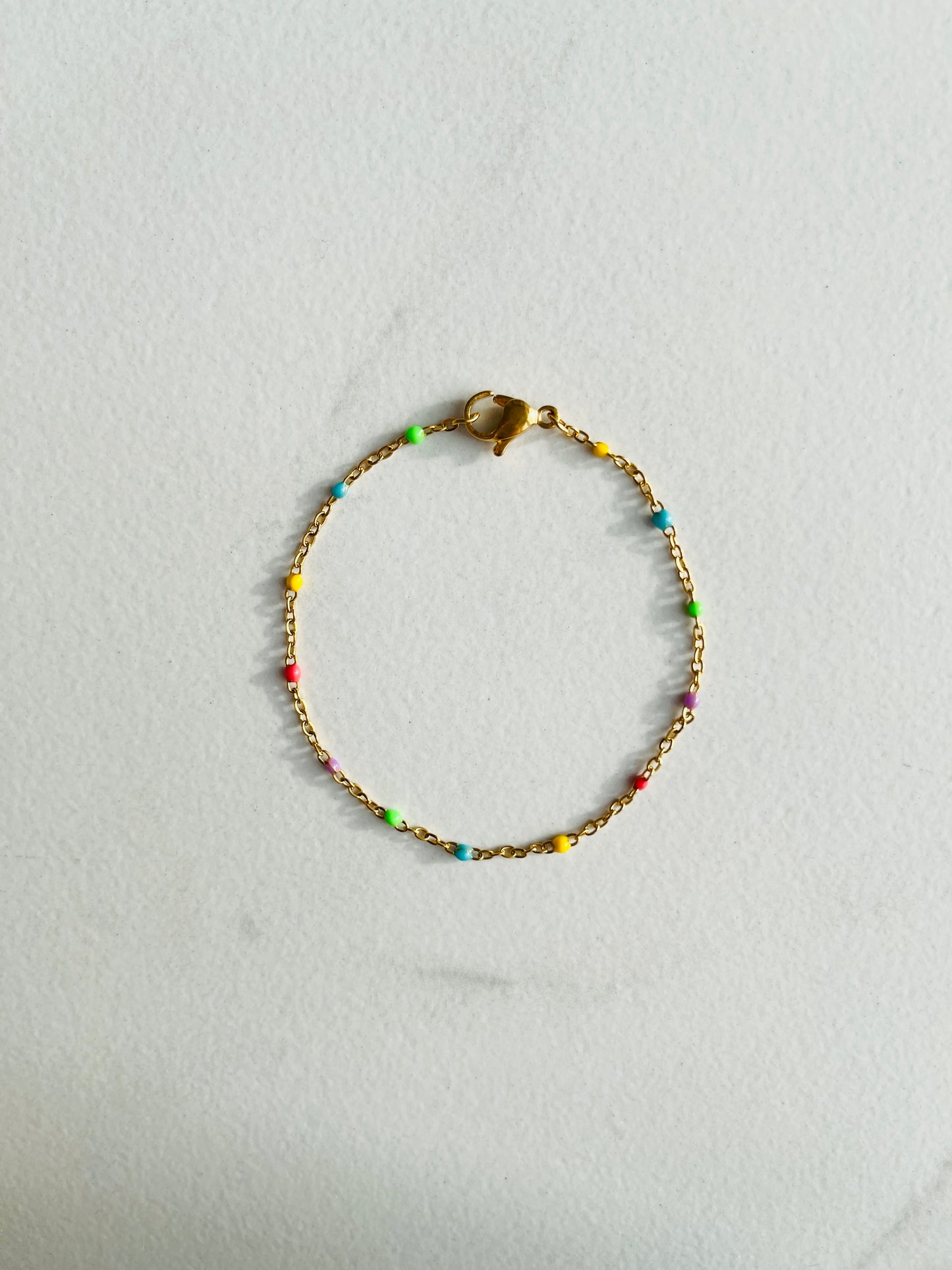 Colourful enamel chain gold bracelet