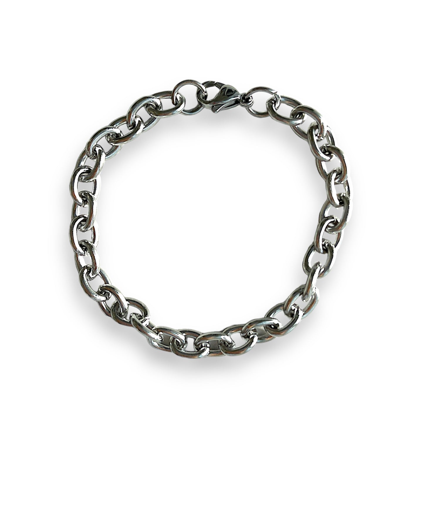 6mm cable linked chain silver bracelet