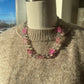 Pink starfish & gummy bear chunky chain silver necklace