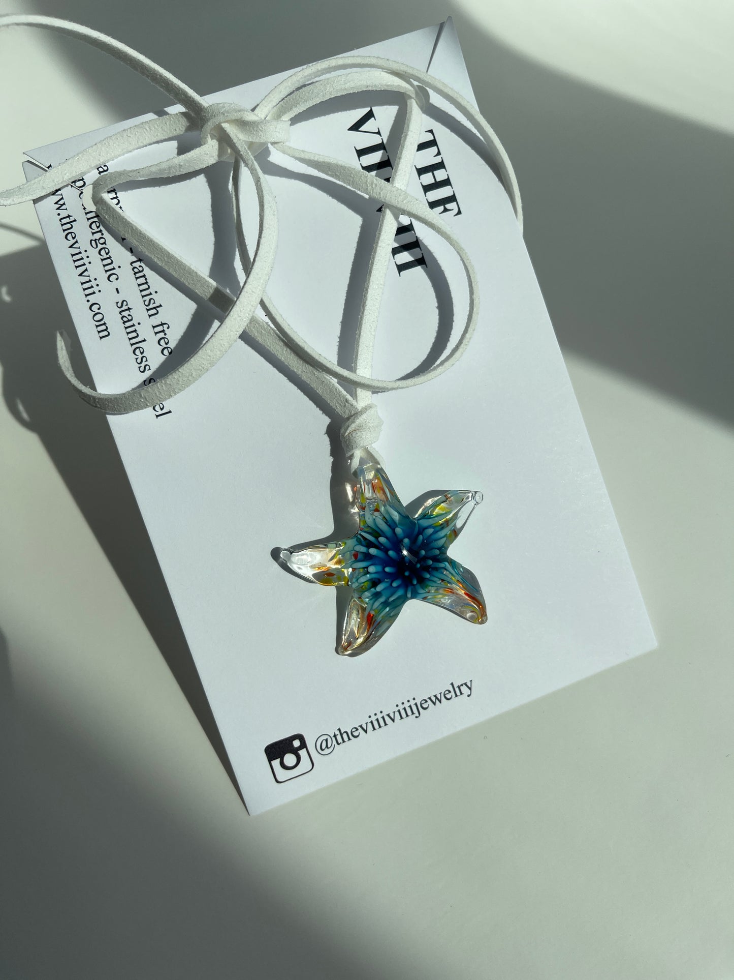 Teal Blue Starfish Necklace