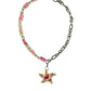 Pink starfish & gummy bear chunky chain silver necklace