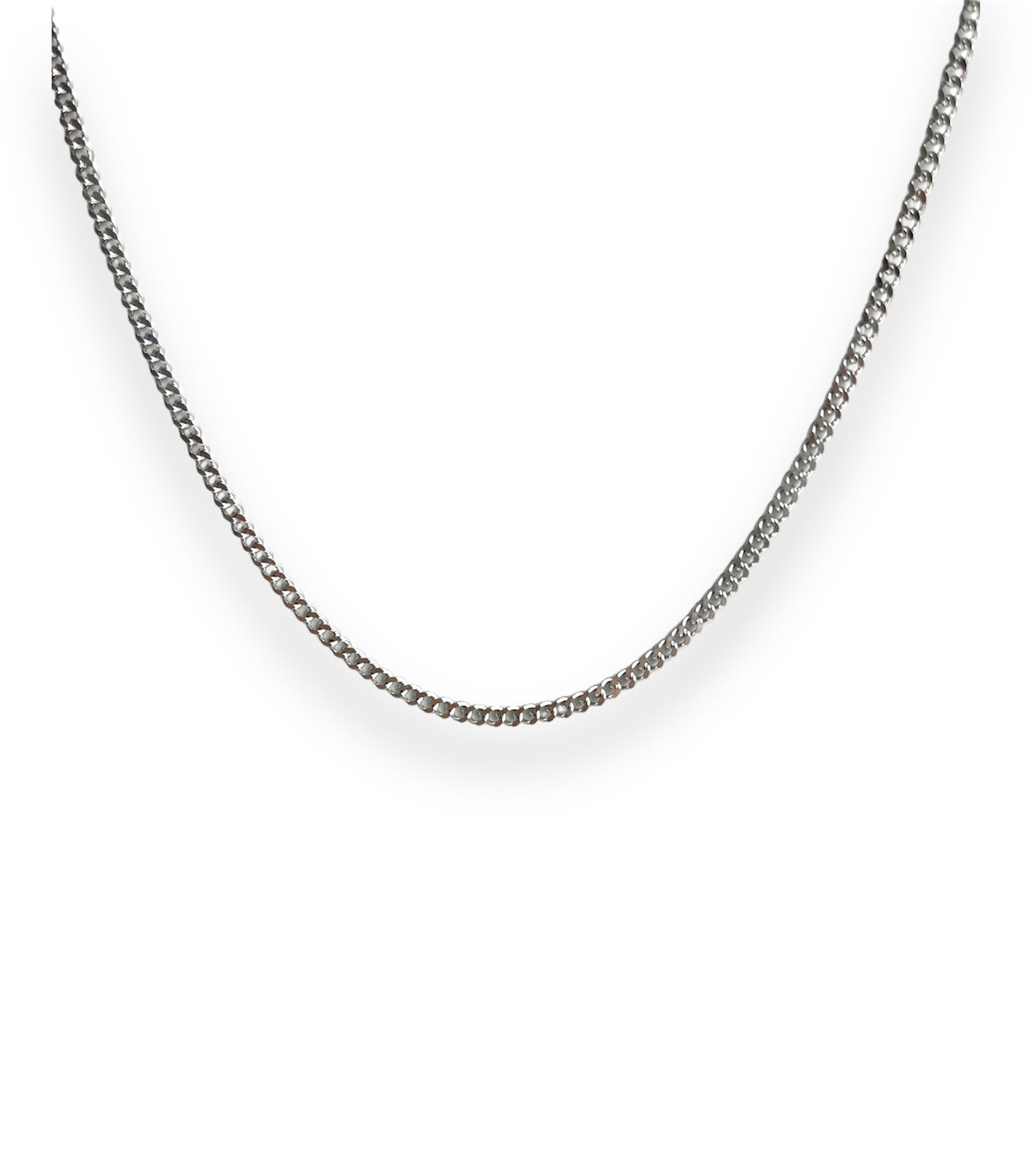 3mm curb chain silver necklace