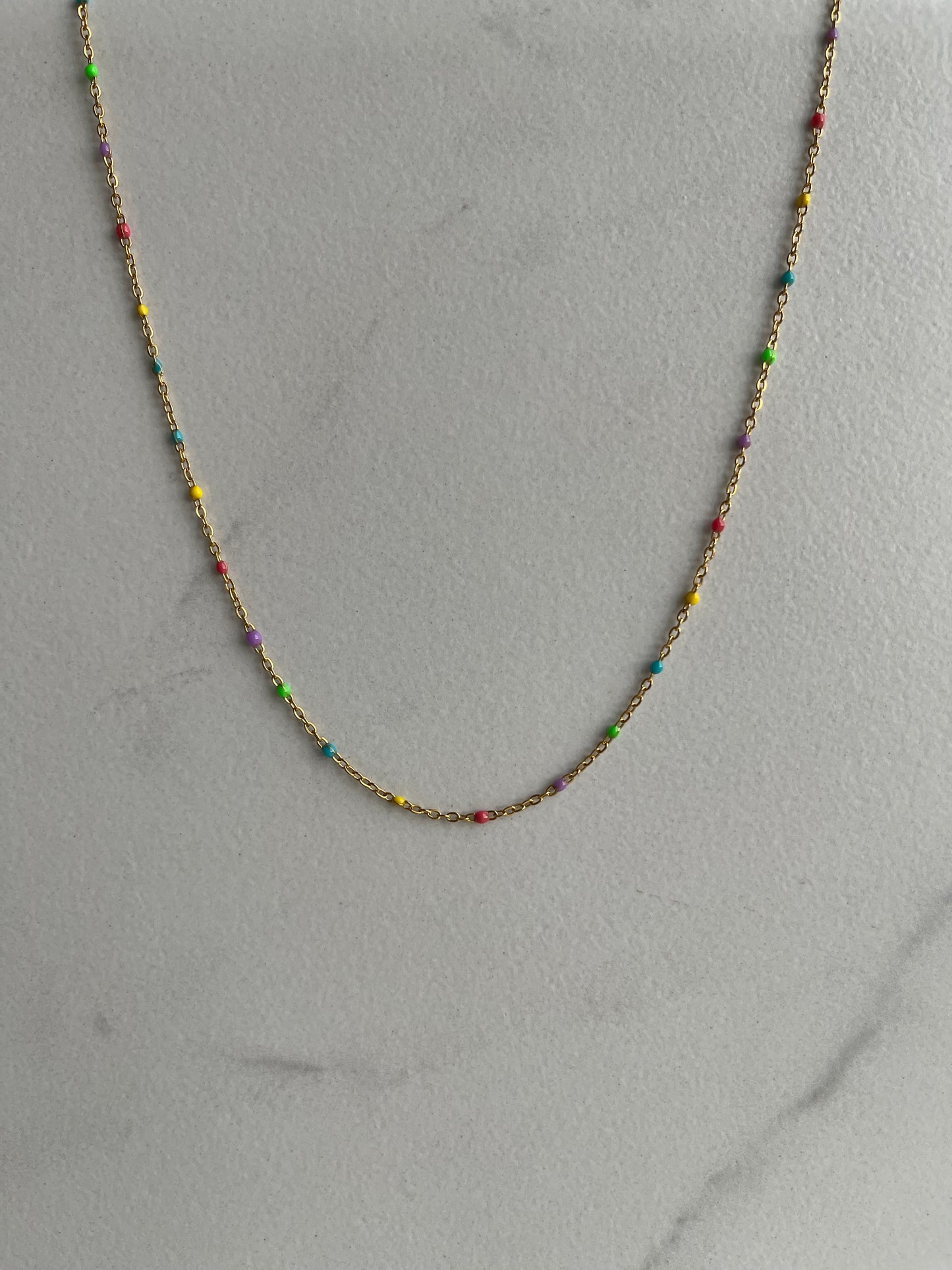 Colourful enamel chain gold 
necklace