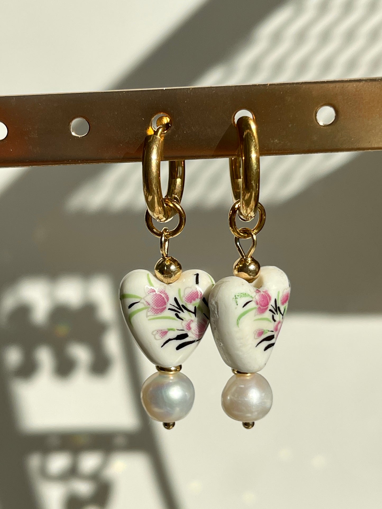 Heart & Pearl Hoop Earrings