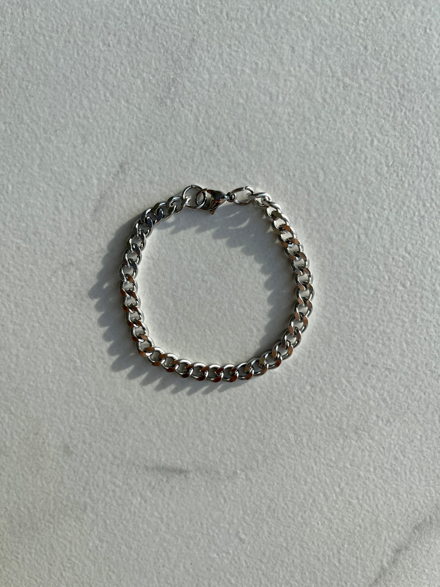 5mm cuban curb chain silver bracelet