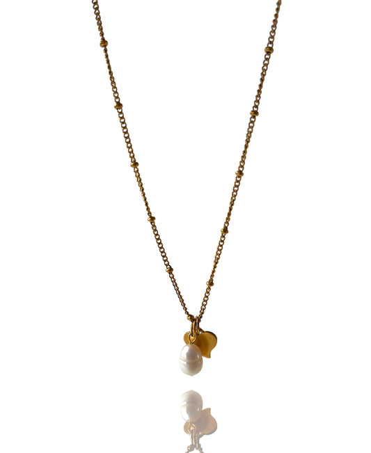 Clara Pearl and Heart Pendant Necklace