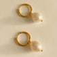 Pearl Drop Huggie Hoop Earrings