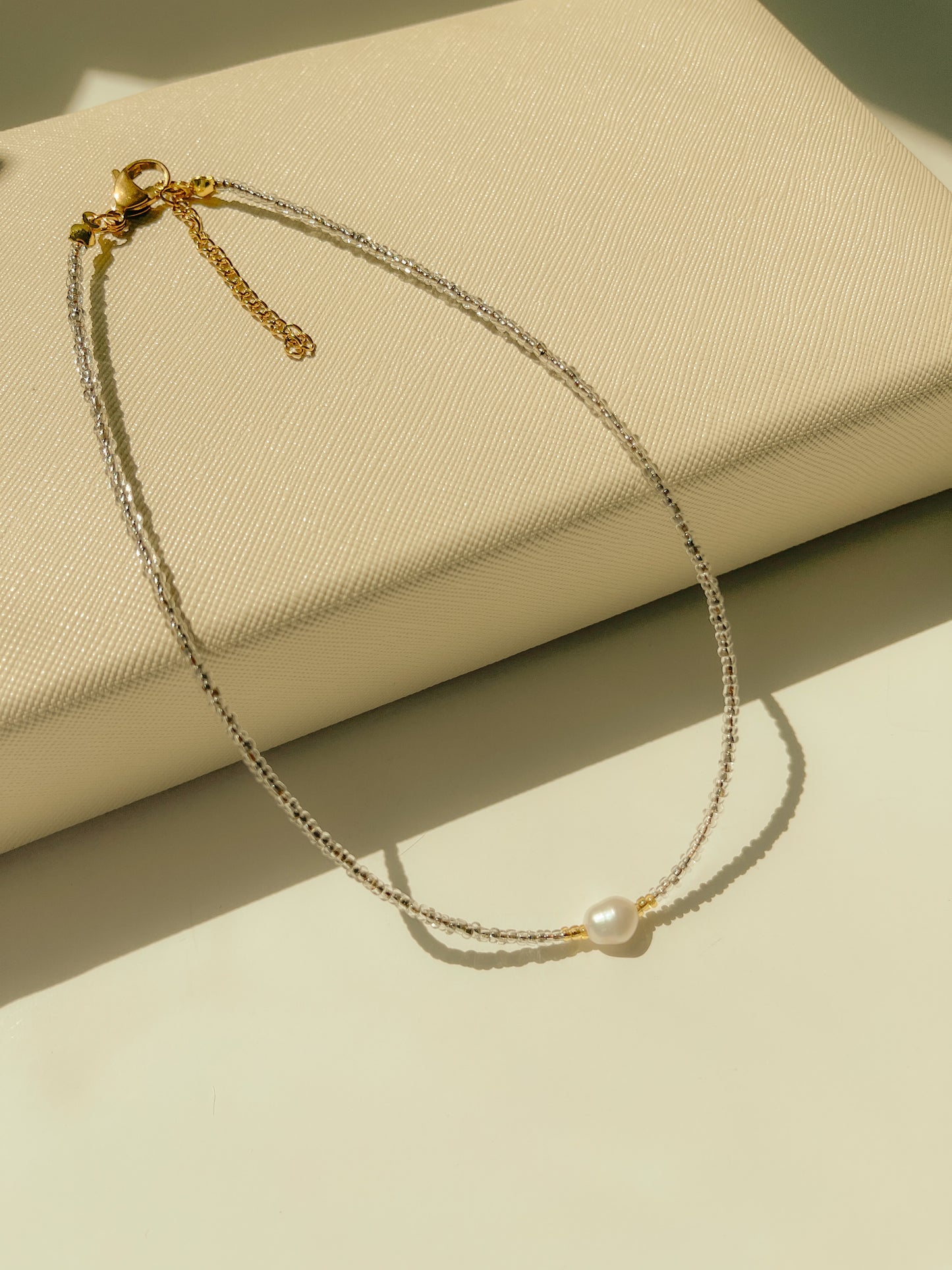 Hailey Clear Seed Beaded Choker Necklace