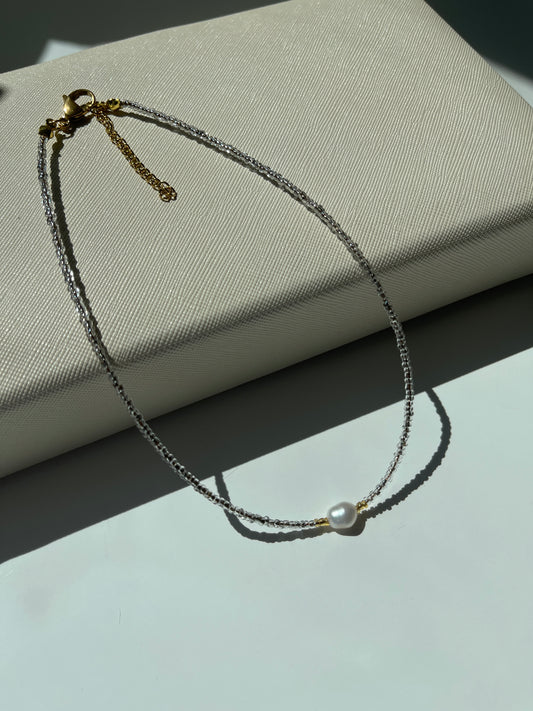 Hailey Clear Seed Beaded Choker Necklace