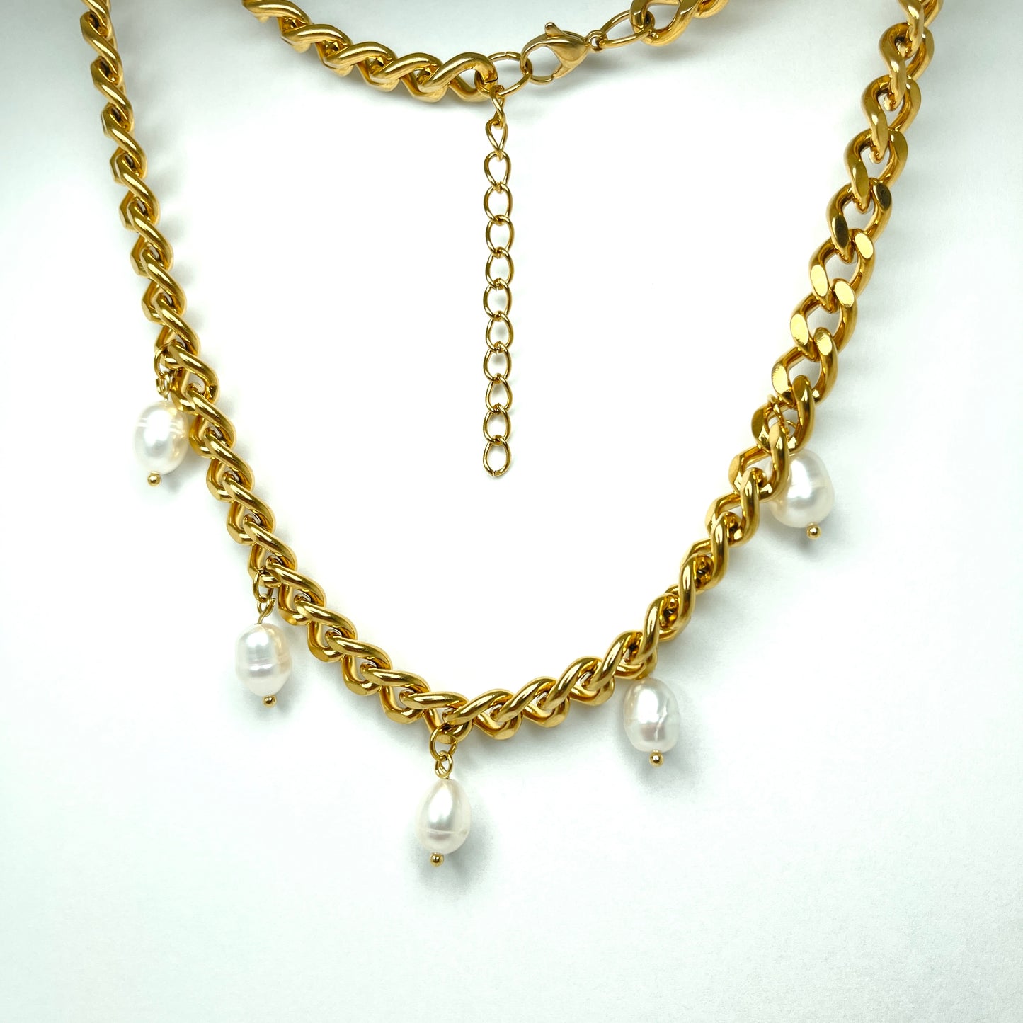 Madison Cuban Gold Chain Pearl Necklace