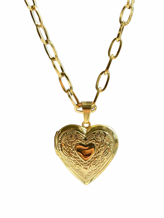 Nova Heart Lock Gold Chain Necklace