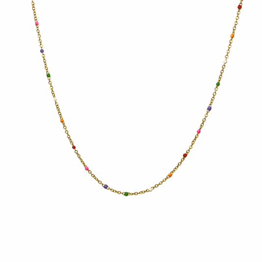 Alva Colorful Enamel Beaded Gold Necklace