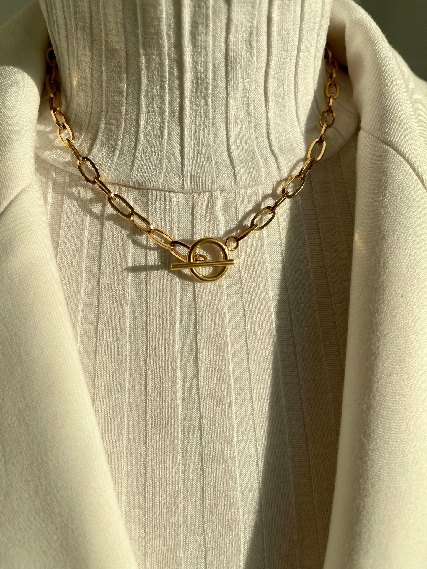 Cleo Paper Clip Gold Chain Necklace