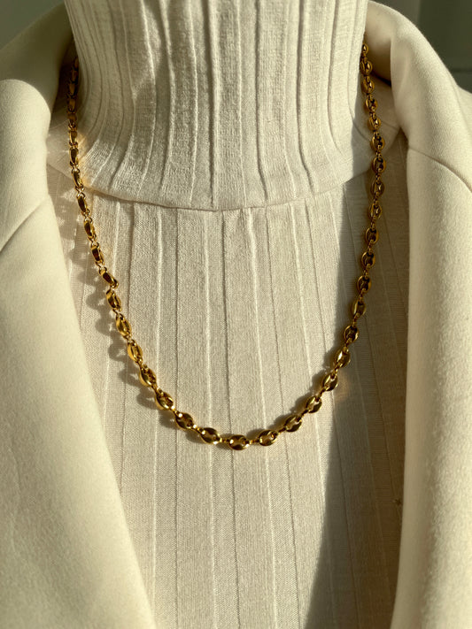 Carey Coffee Bean Gold Chain Necklace